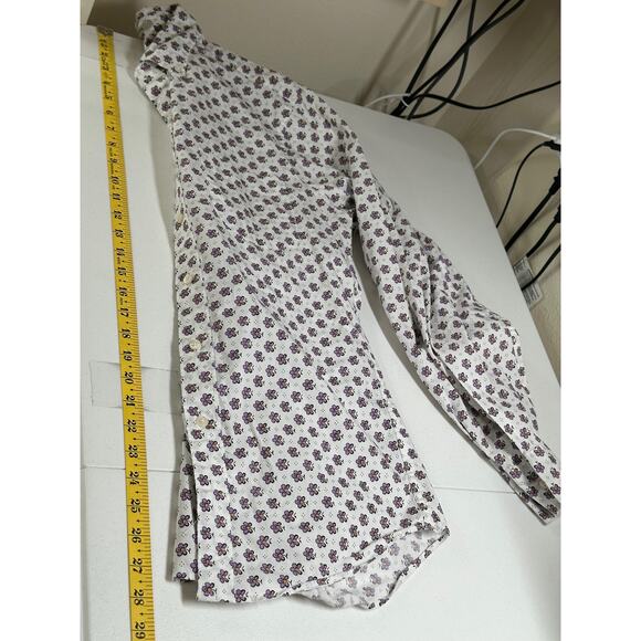 J Crew Shirt Mens Small Slim Purple Floral Stretch Organic Cotton Casual Preppy - Picture 7 of 7